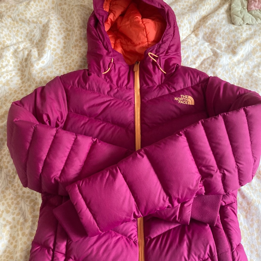 North face pink puffer jacket